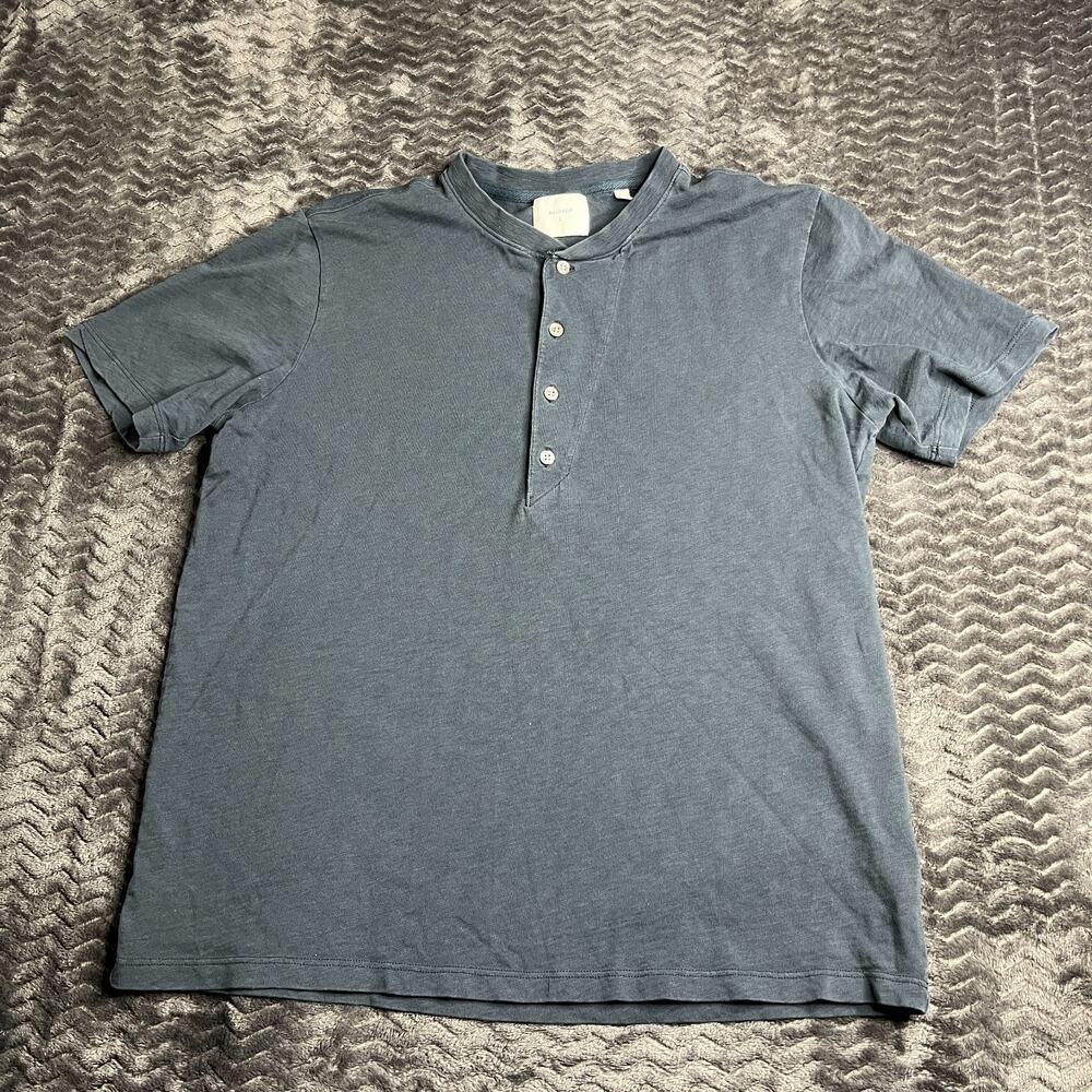 Billy Reid Henley Mens L short Sleeve blue Gray